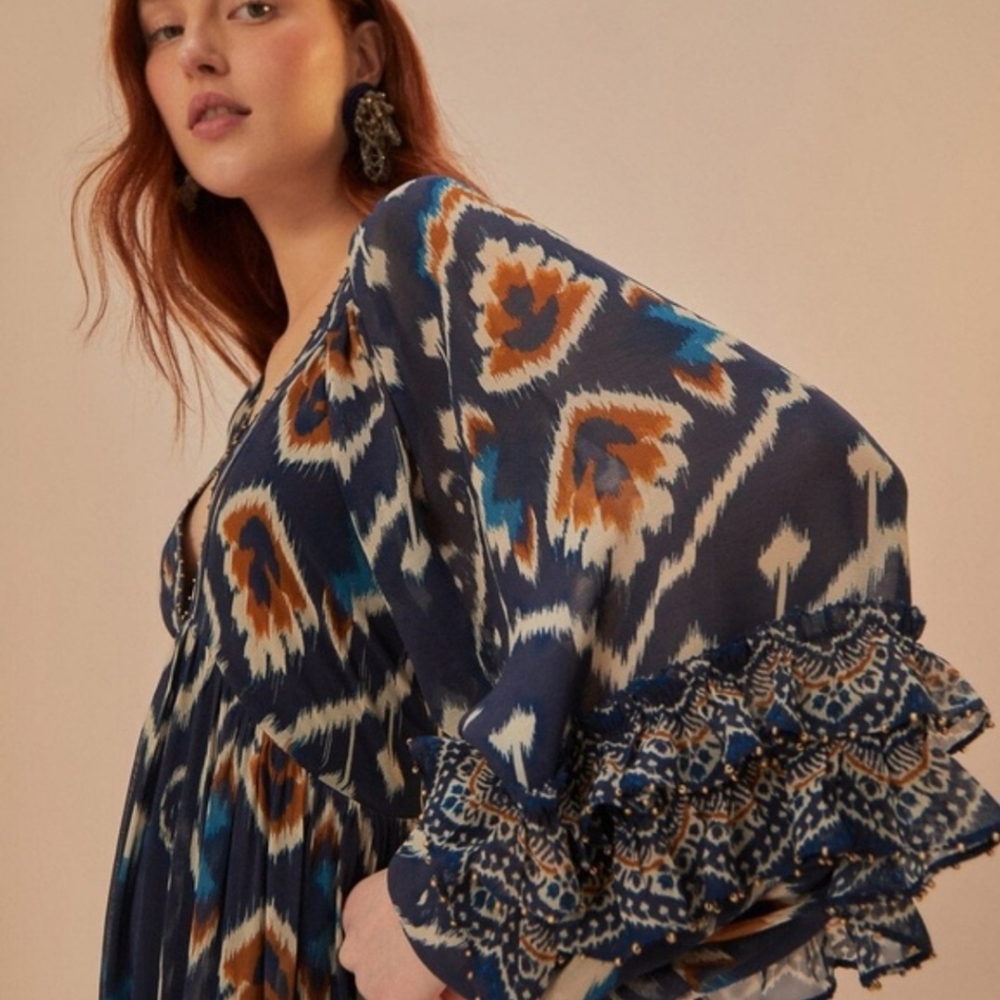 FARM RIO XL DRESS BLUE NAVY BOHO